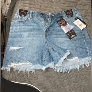 High rise denim shorts